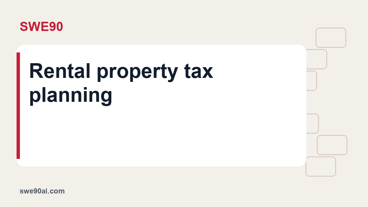 SWE90 light panel and geometric tile design with the text “Rental property tax planning”.