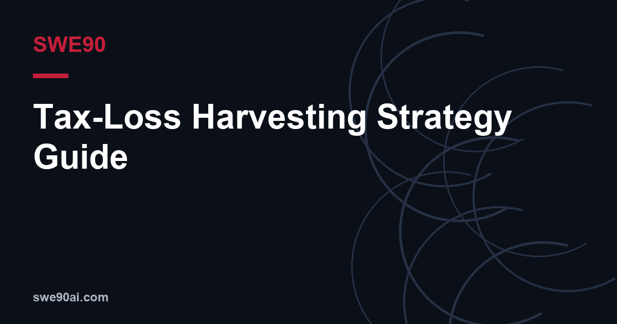 SWE90 dark arc design with the text “Tax-Loss Harvesting Strategy Guide”.