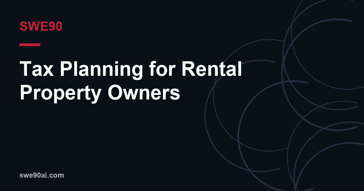 SWE90 dark arc design with the text “Tax Planning for Rental Property Owners”.
